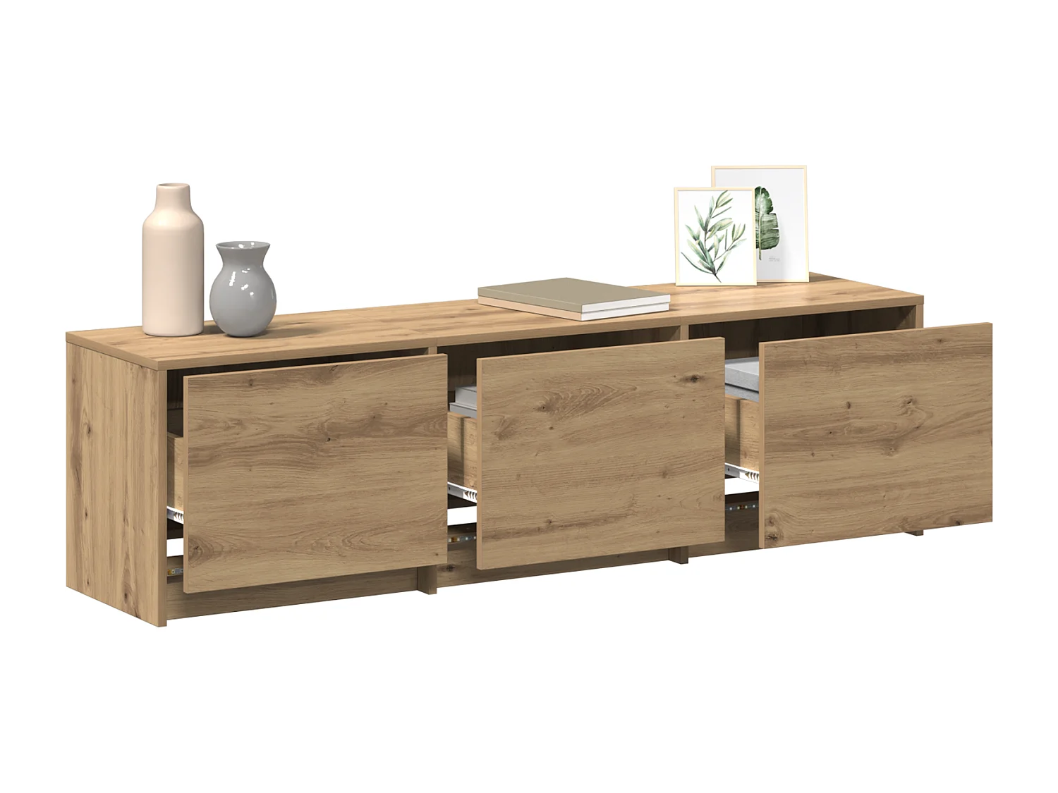 Mueble de TV con LED Roble artesanal 140x34x40 cm Madera de ingeniería