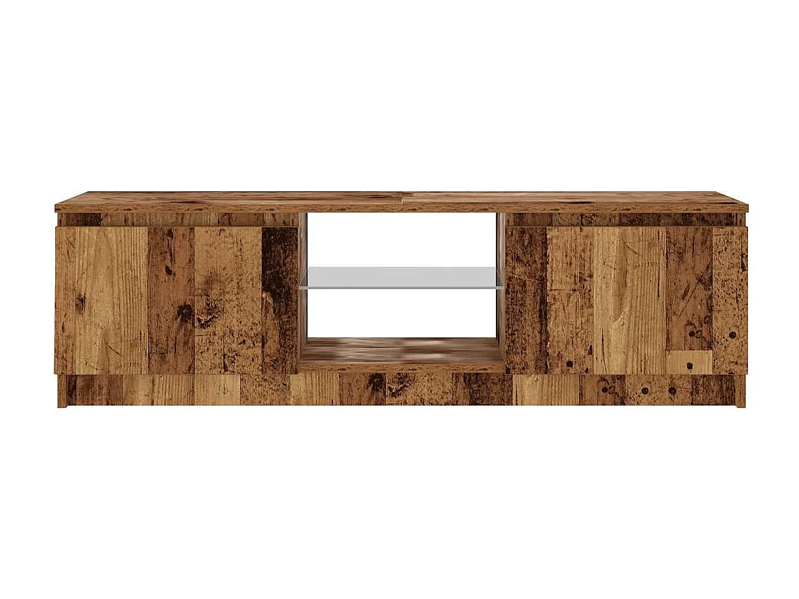 Meuble TV avec lumières LED vieux bois bois d'ingénierie