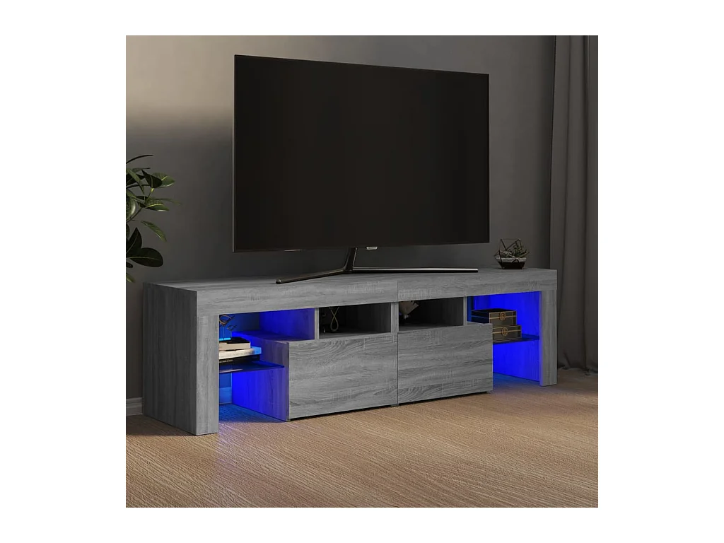 Meuble TV avec lumières LED Sonoma gris 140x36,5x40 cm