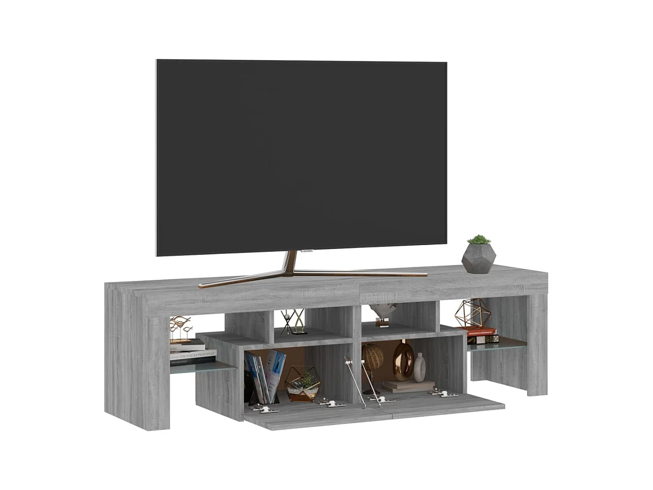 Meuble TV avec lumières LED Sonoma gris 140x36,5x40 cm