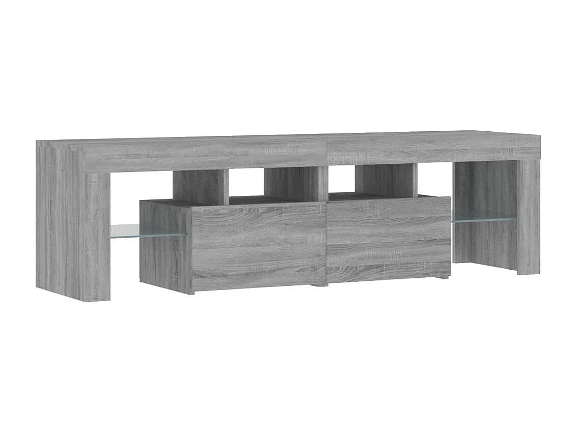 Mobile TV grigio Sonoma con luci LED 140x36,5x40 cm