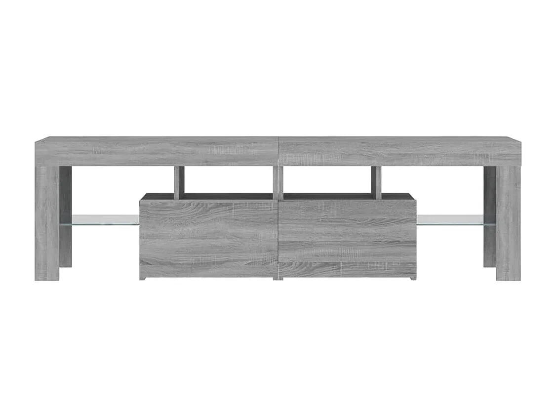 Mobile TV grigio Sonoma con luci LED 140x36,5x40 cm