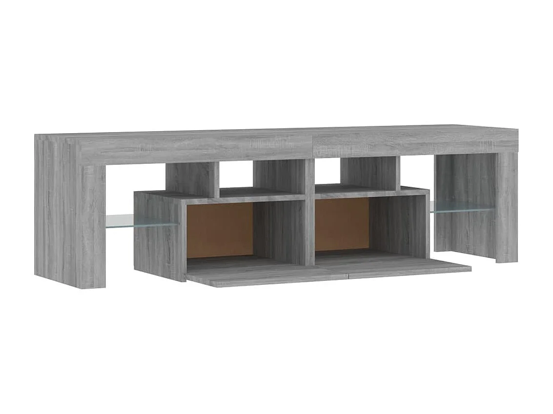 Mobile TV grigio Sonoma con luci LED 140x36,5x40 cm