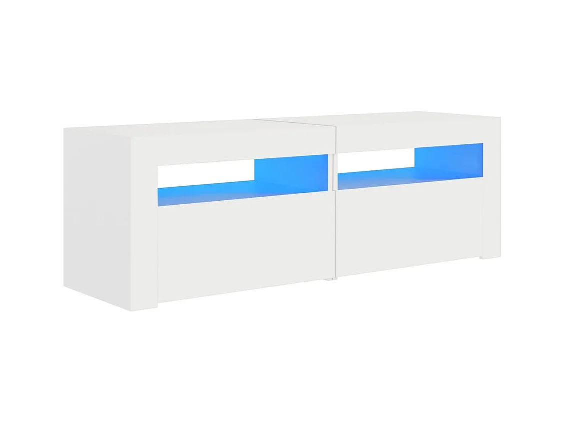 Meuble TV avec lumières LED blanc 120x35x40 cm