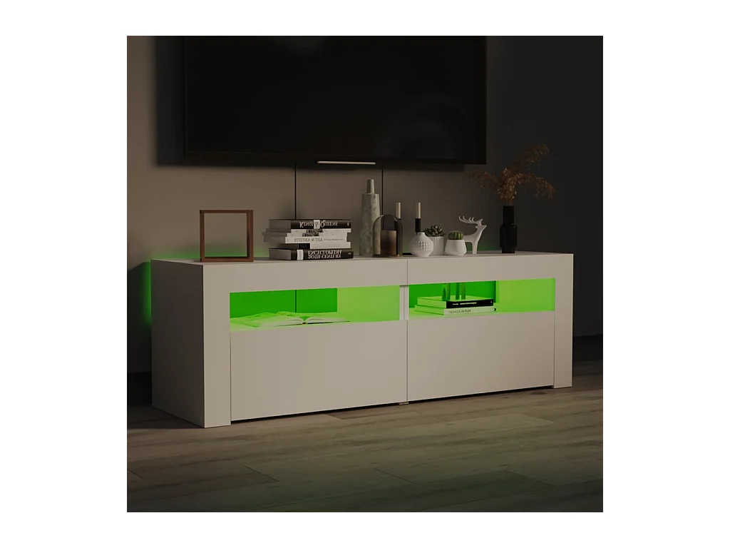 Meuble TV avec lumières LED blanc 120x35x40 cm