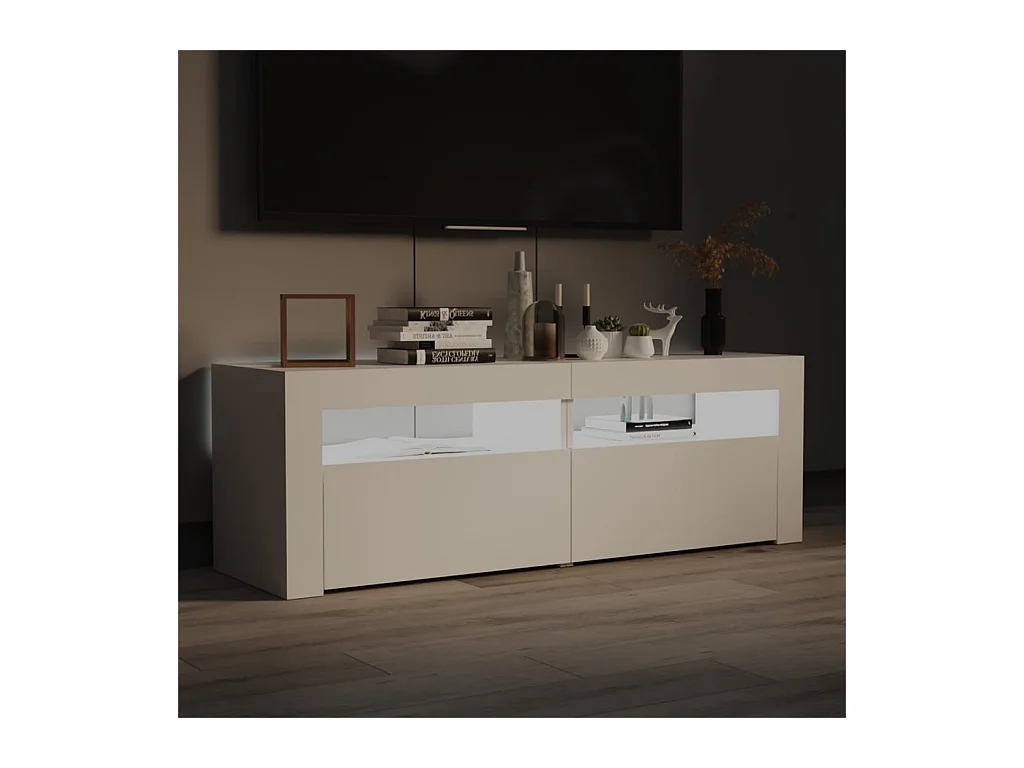 Meuble TV avec lumières LED blanc 120x35x40 cm