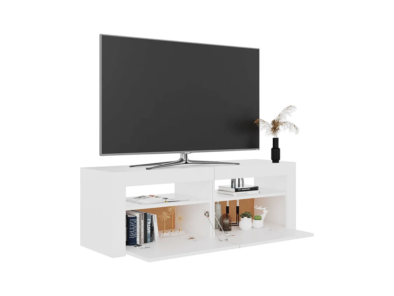 Meuble TV avec lumières LED blanc 120x35x40 cm