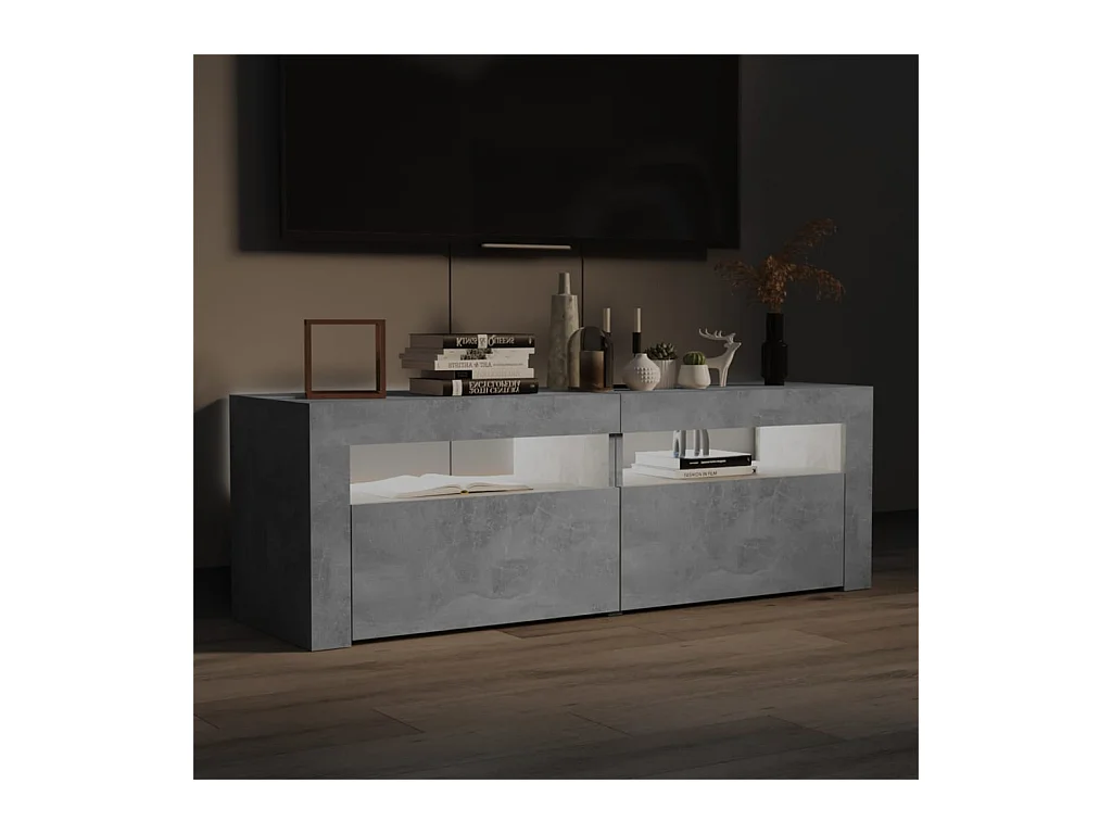 Mobile TV grigio cemento con luci LED 120x35x40 cm