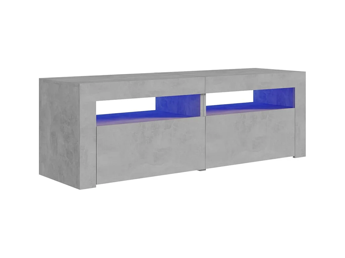 Meuble TV avec lumières LED gris béton 120x35x40 cm