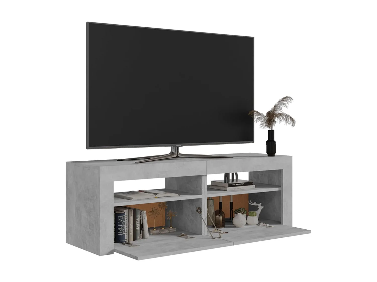 Mobile TV grigio cemento con luci LED 120x35x40 cm