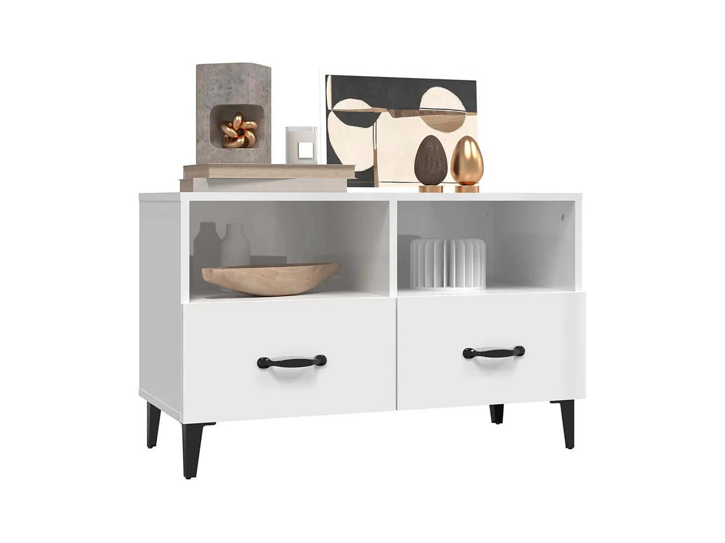 Meuble TV Blanc brillant 80x36x50 cm Bois d'ingénierie