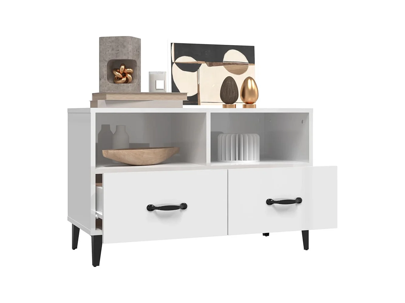 Meuble TV Blanc brillant 80x36x50 cm Bois d'ingénierie