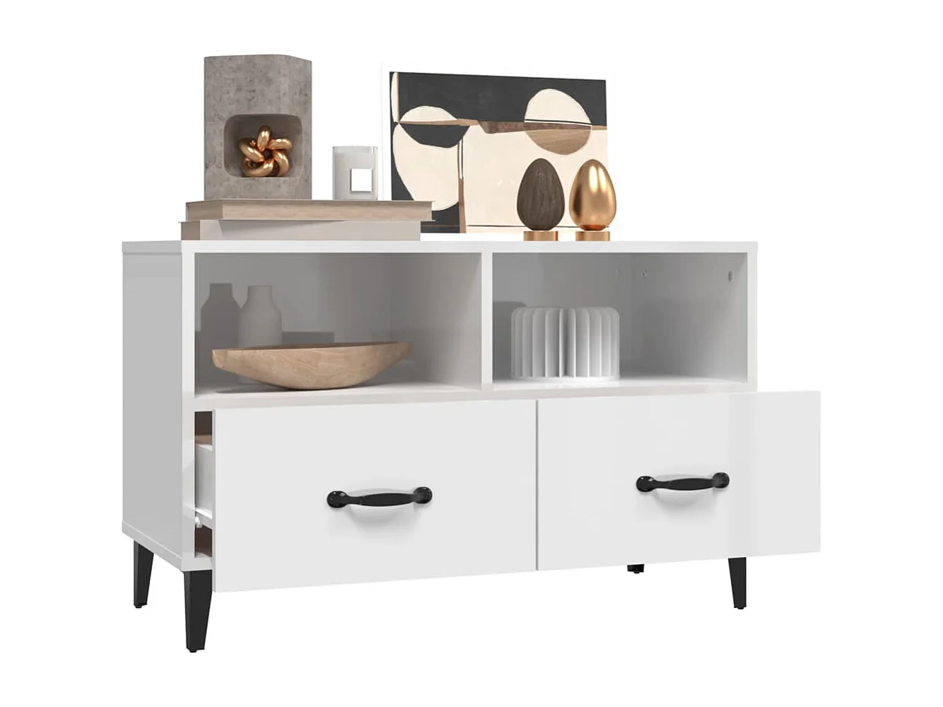 Meuble TV Blanc brillant 80x36x50 cm Bois d'ingénierie