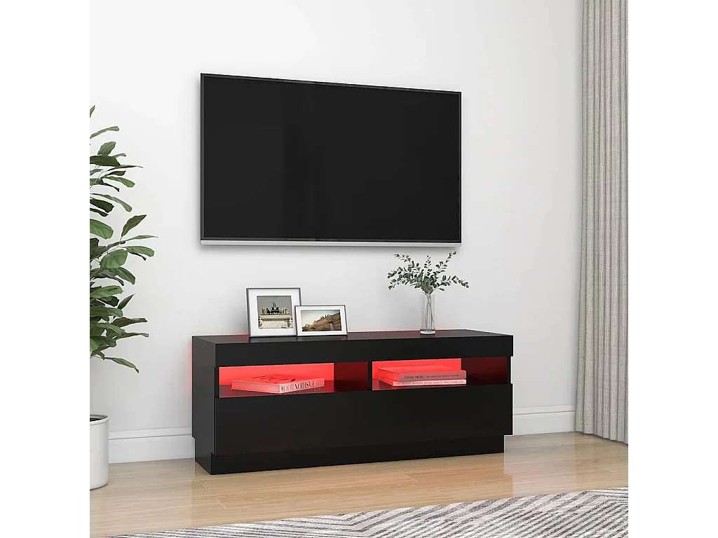 Mueble de TV con luces LED negro 100x35x40 cm
