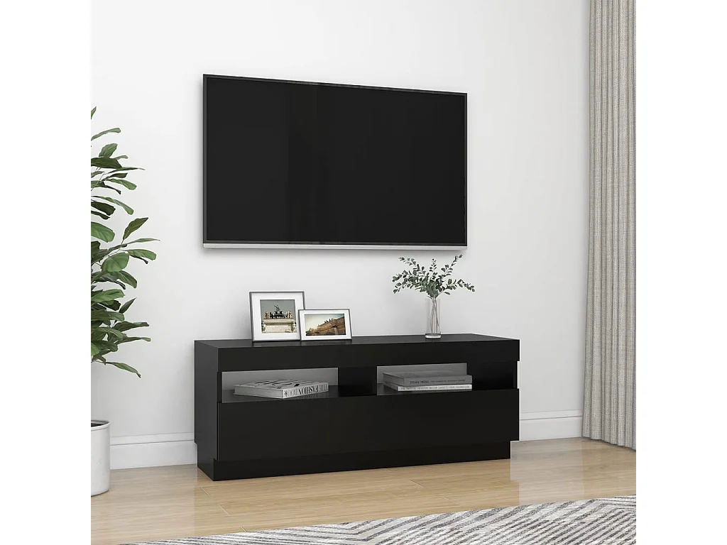 Mueble de TV con luces LED negro 100x35x40 cm