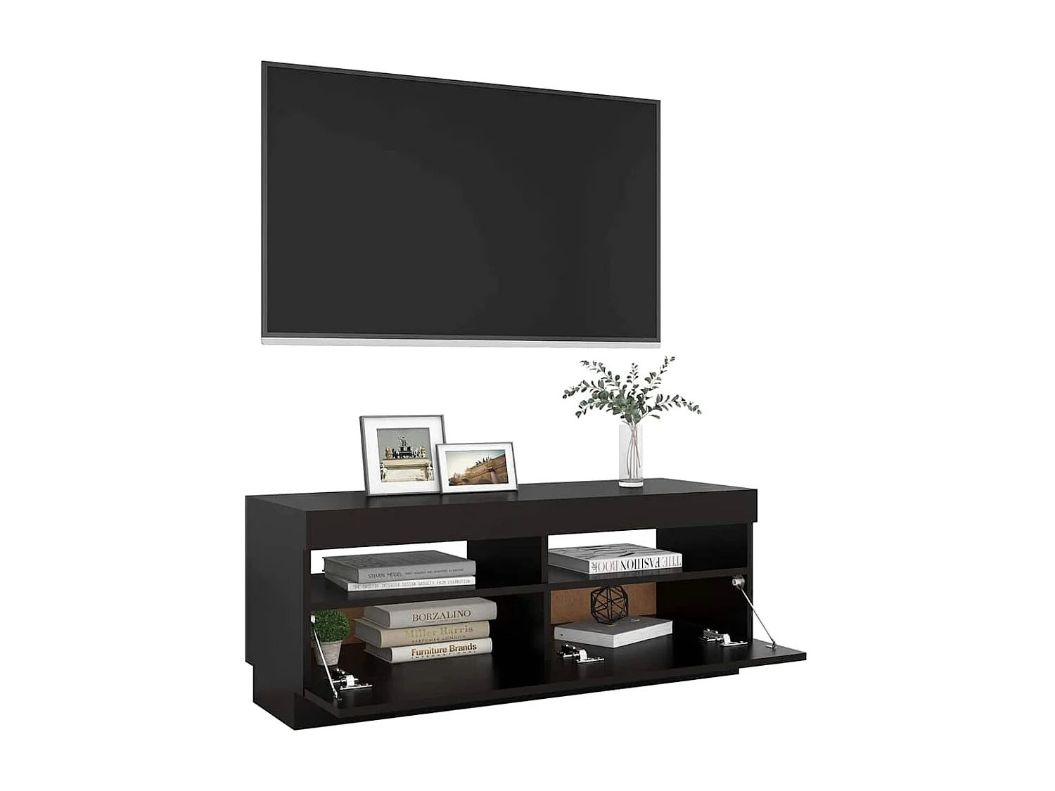 Mueble de TV con luces LED negro 100x35x40 cm
