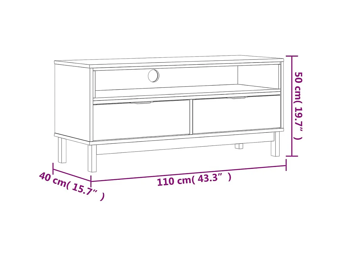 Meuble TV  110x40x50 cm bois massif de pin