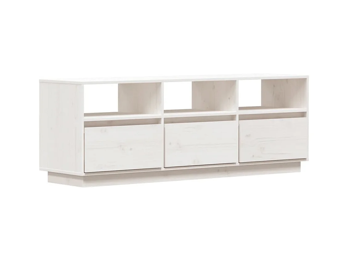 Meuble TV Blanc 140x37x50 cm Bois de pin massif