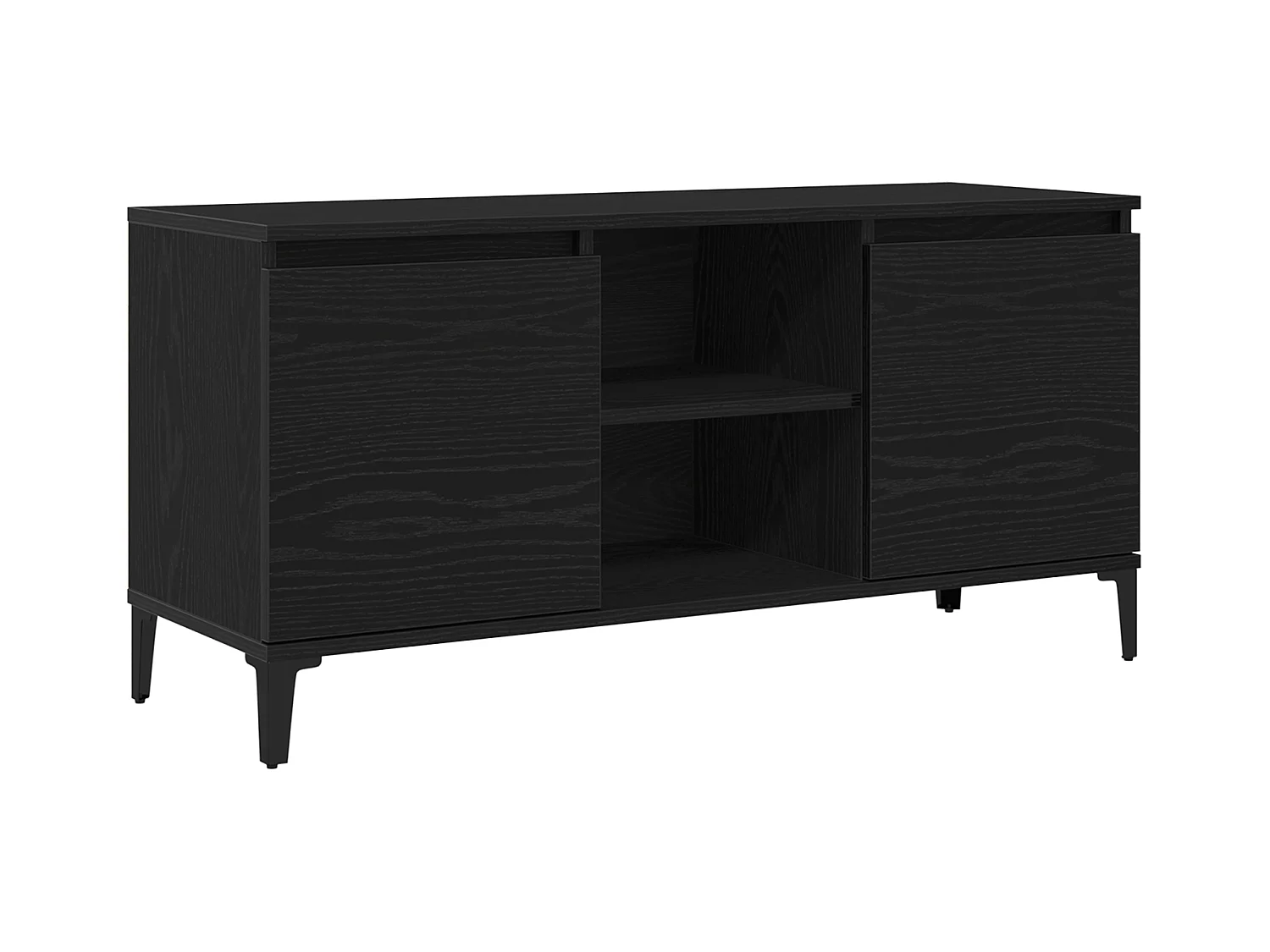 Meuble TV Noir Chêne 102x35x50 cm en bois d'ingénierie