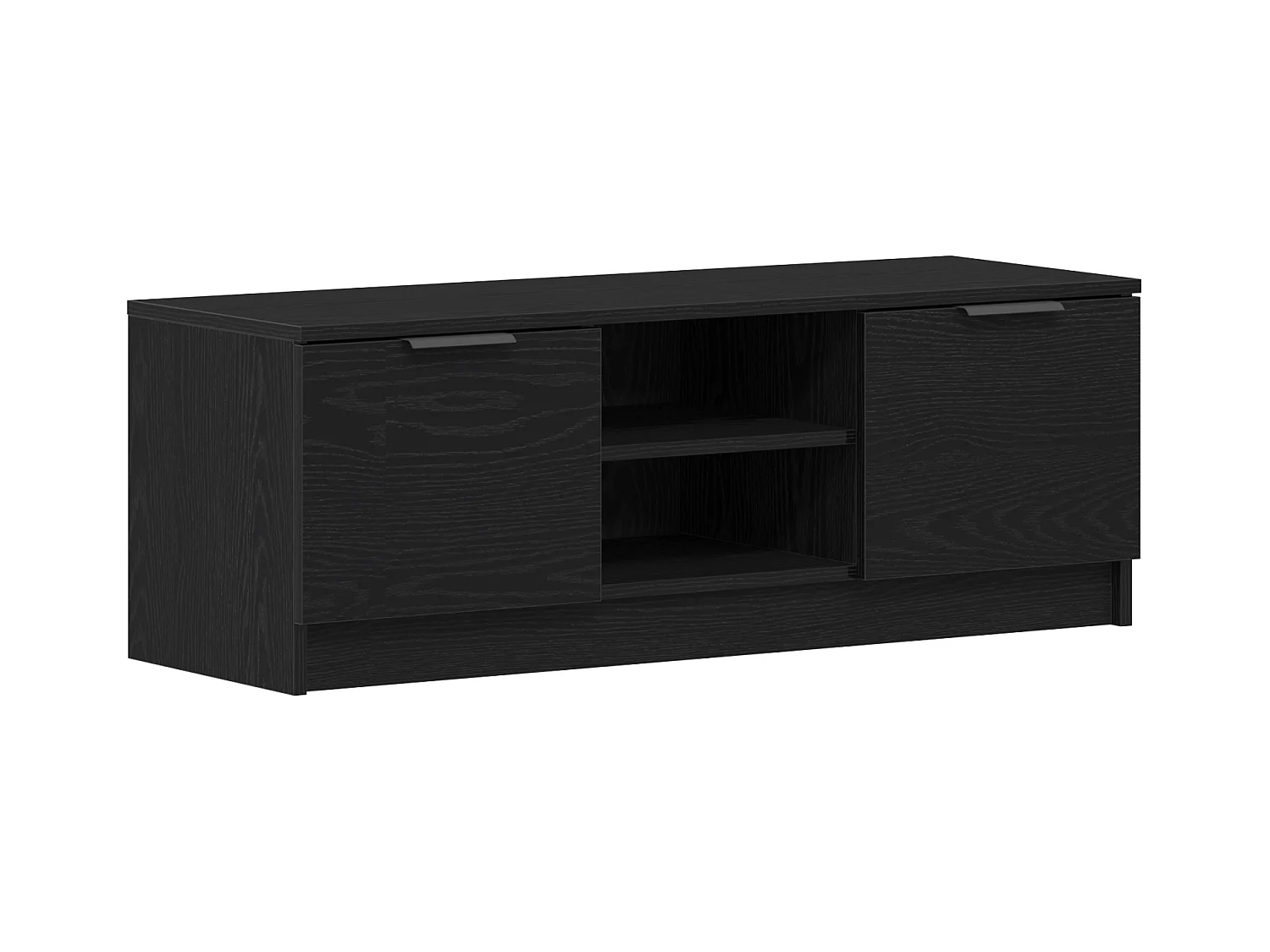 Meuble TV Noir Chêne 102x35x36,5 cm Bois d'ingénierie