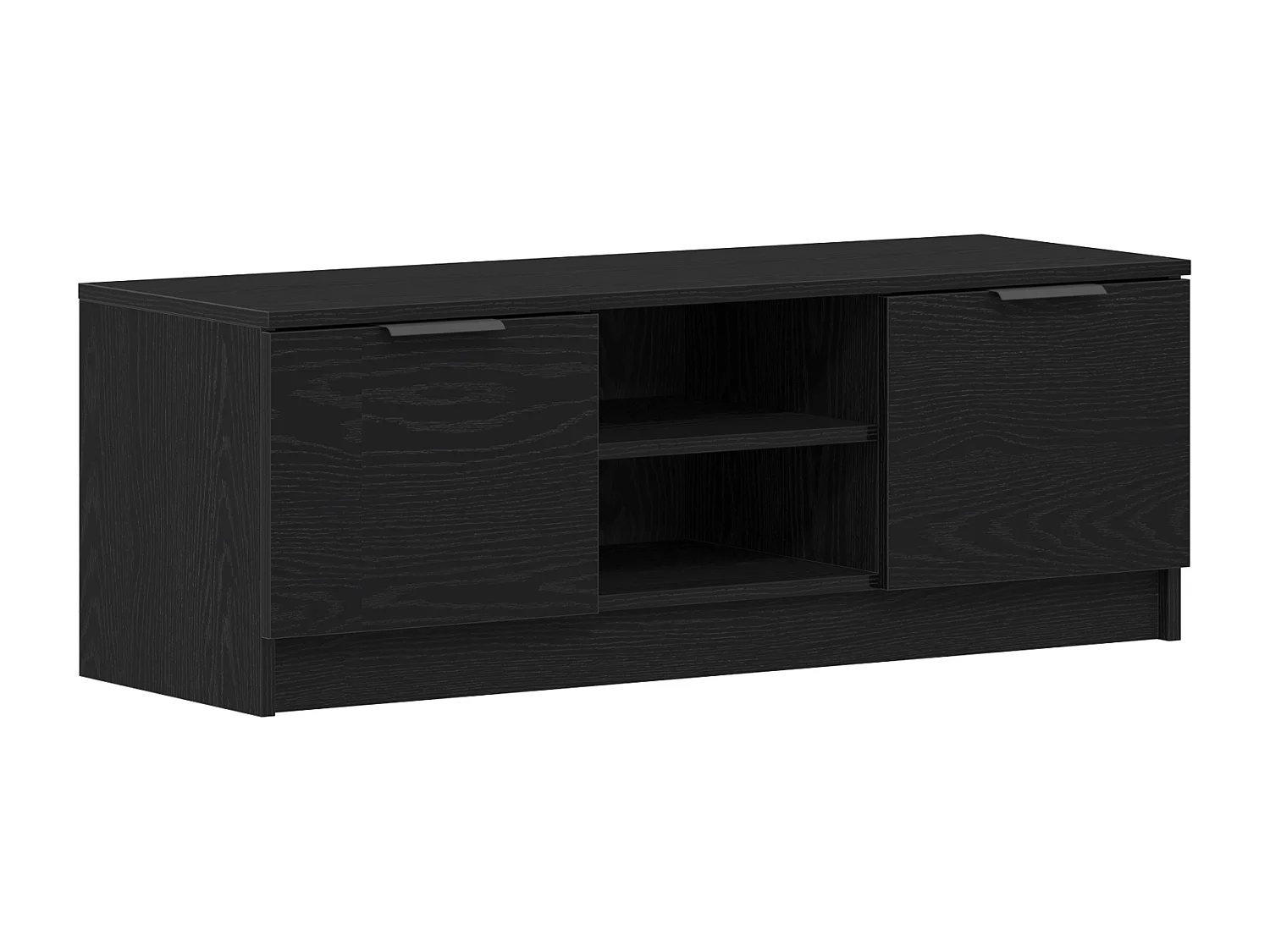Meuble TV Noir Chêne 102x35x36,5 cm Bois d'ingénierie