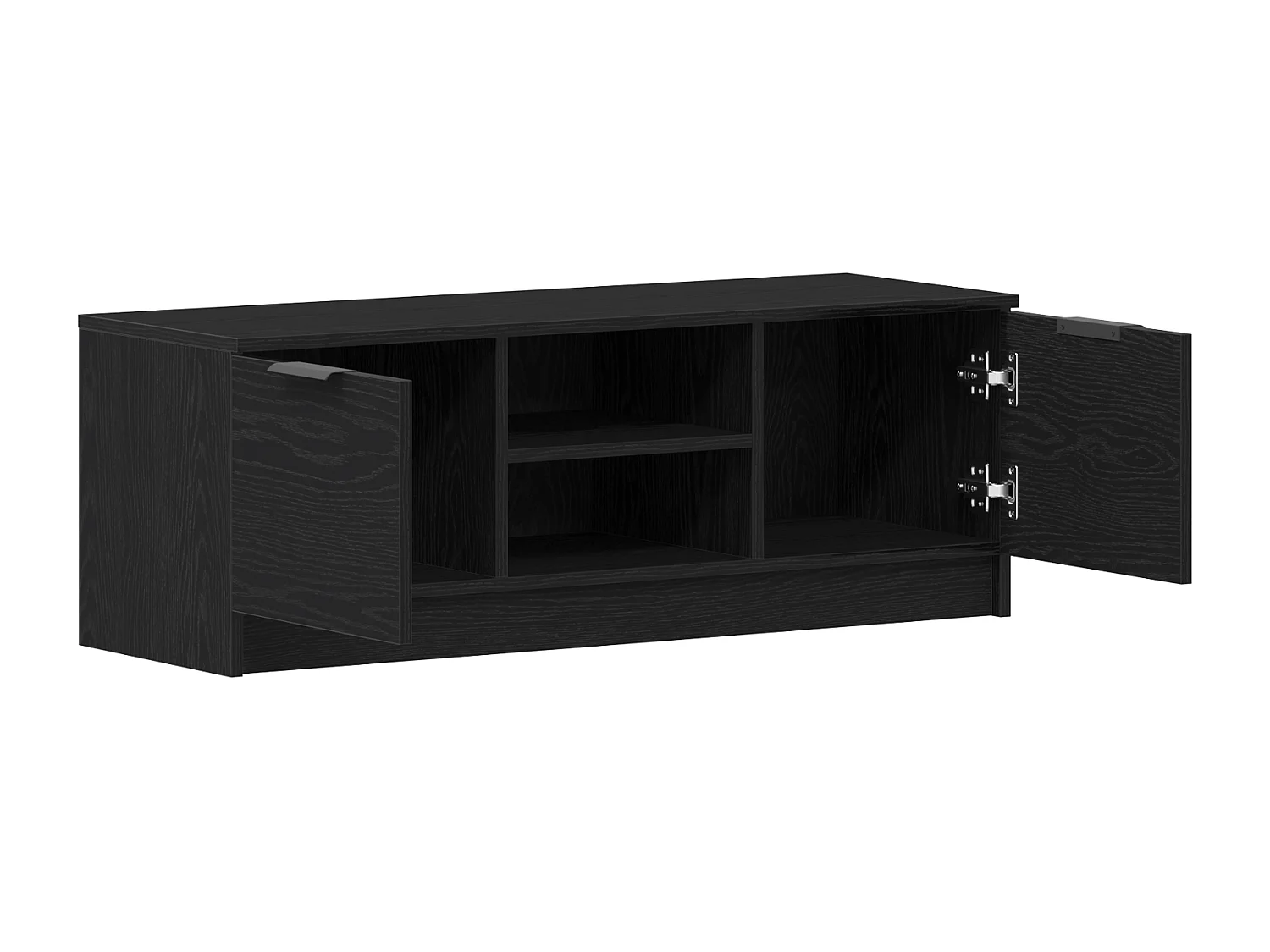 Meuble TV Noir Chêne 102x35x36,5 cm Bois d'ingénierie