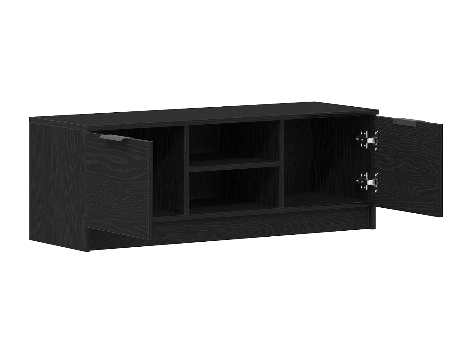 Meuble TV Noir Chêne 102x35x36,5 cm Bois d'ingénierie