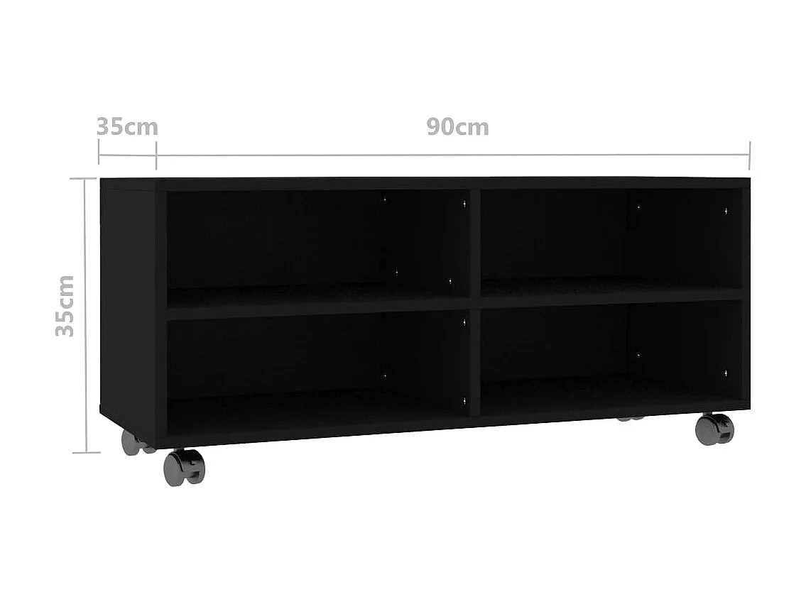 Mueble de TV con ruedas Negro 90x35x35 cm Madera contrachapada