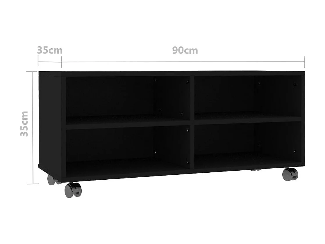 Mueble de TV con ruedas Negro 90x35x35 cm Madera contrachapada
