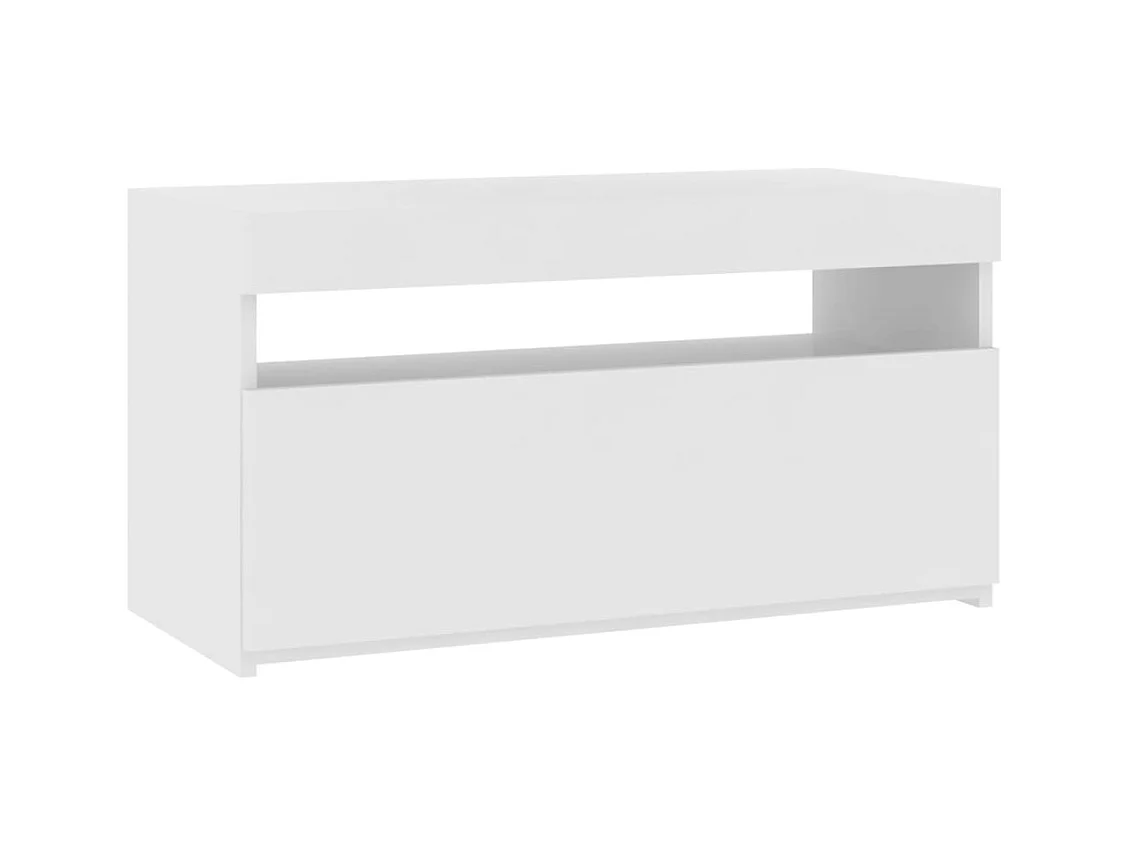Meuble TV avec lumières LED Blanc brillant 75x35x40 cm