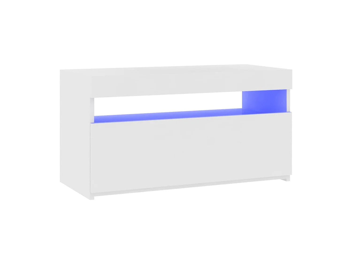 Meuble TV avec lumières LED Blanc brillant 75x35x40 cm