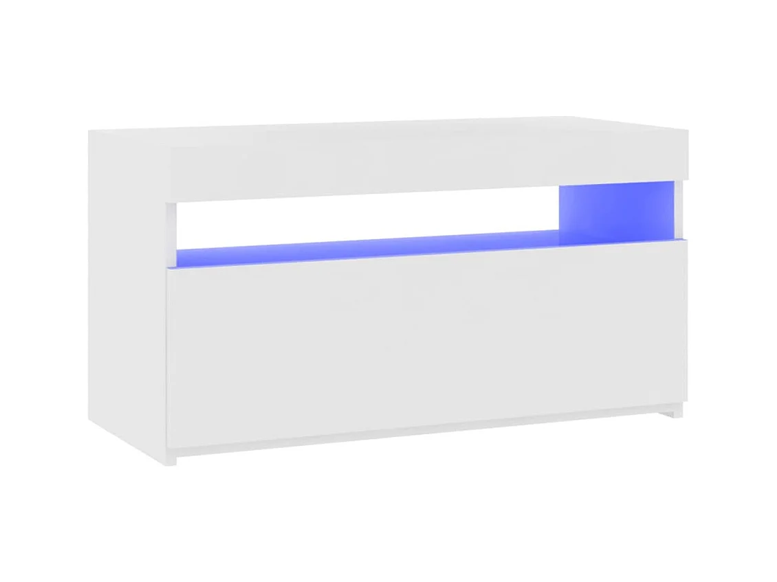 Meuble TV avec lumières LED Blanc brillant 75x35x40 cm