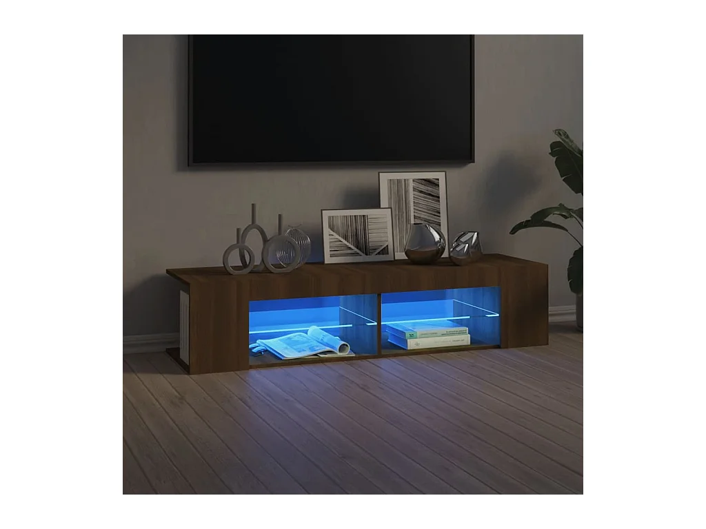 Mobile porta TV con luci LED rovere marrone 135x39x30 cm