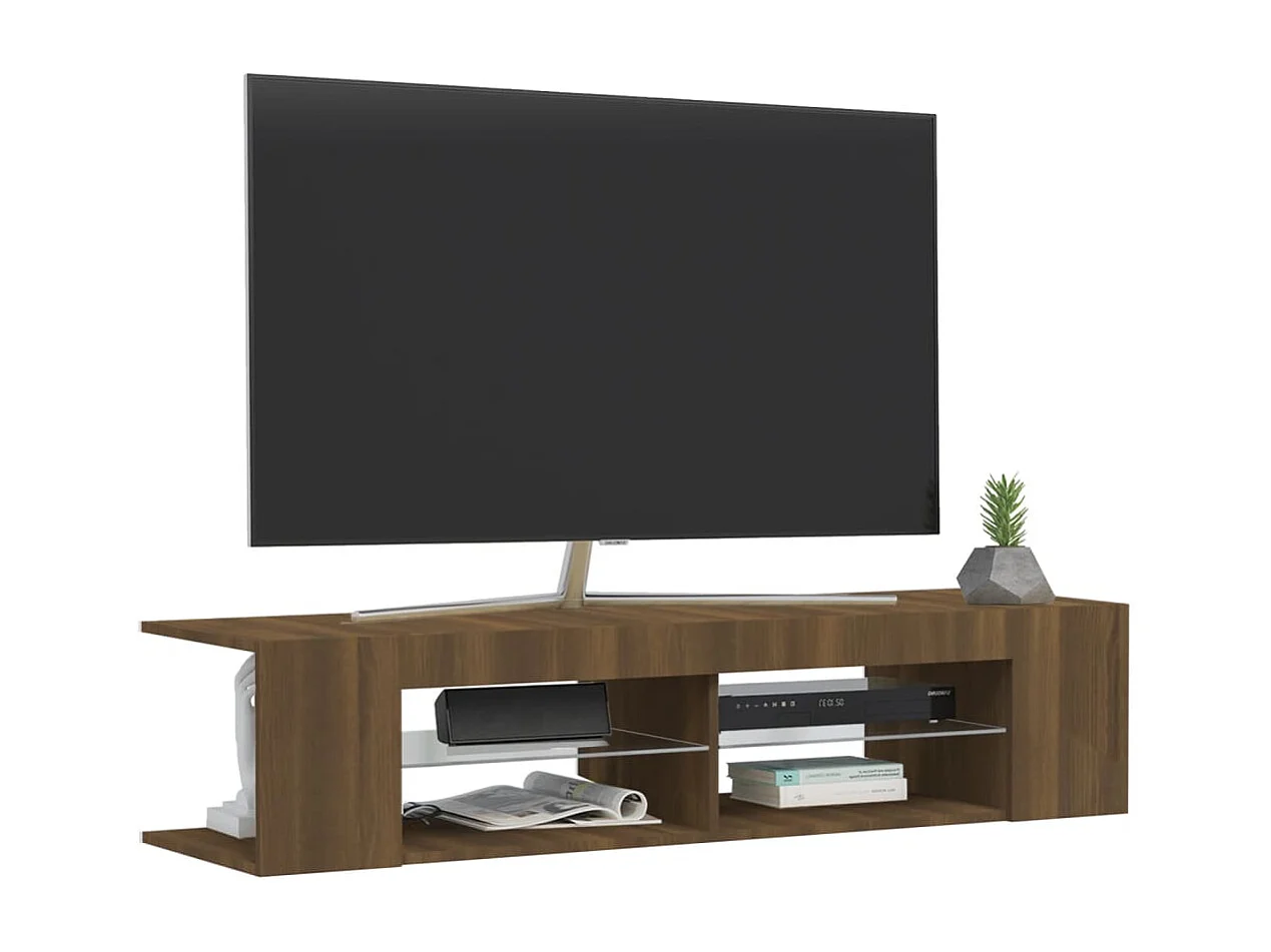Mobile porta TV con luci LED rovere marrone 135x39x30 cm