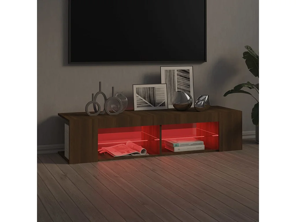 Mobile porta TV con luci LED rovere marrone 135x39x30 cm