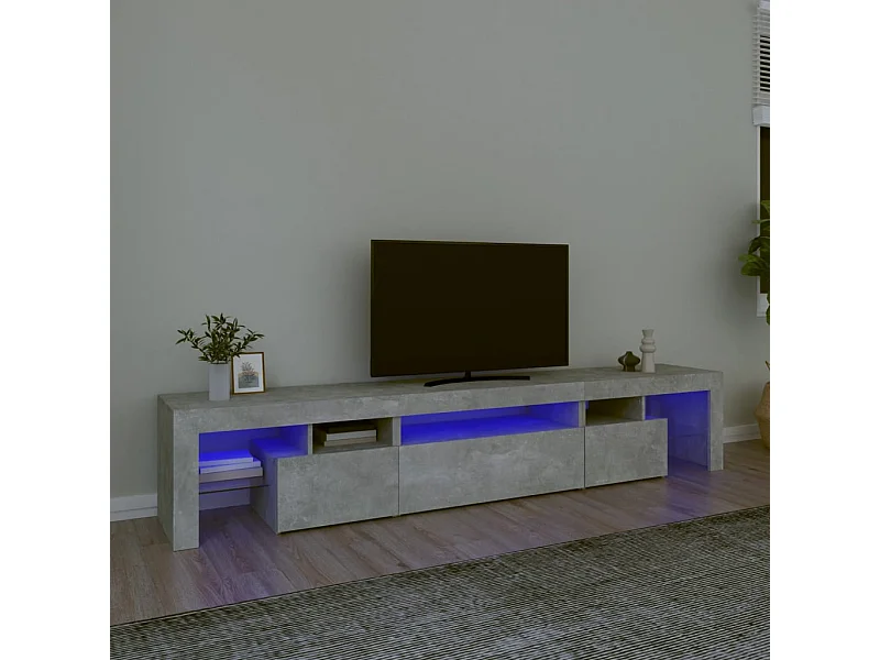 Mobile TV con luci LED Grigio cemento 215x36,5x40 cm