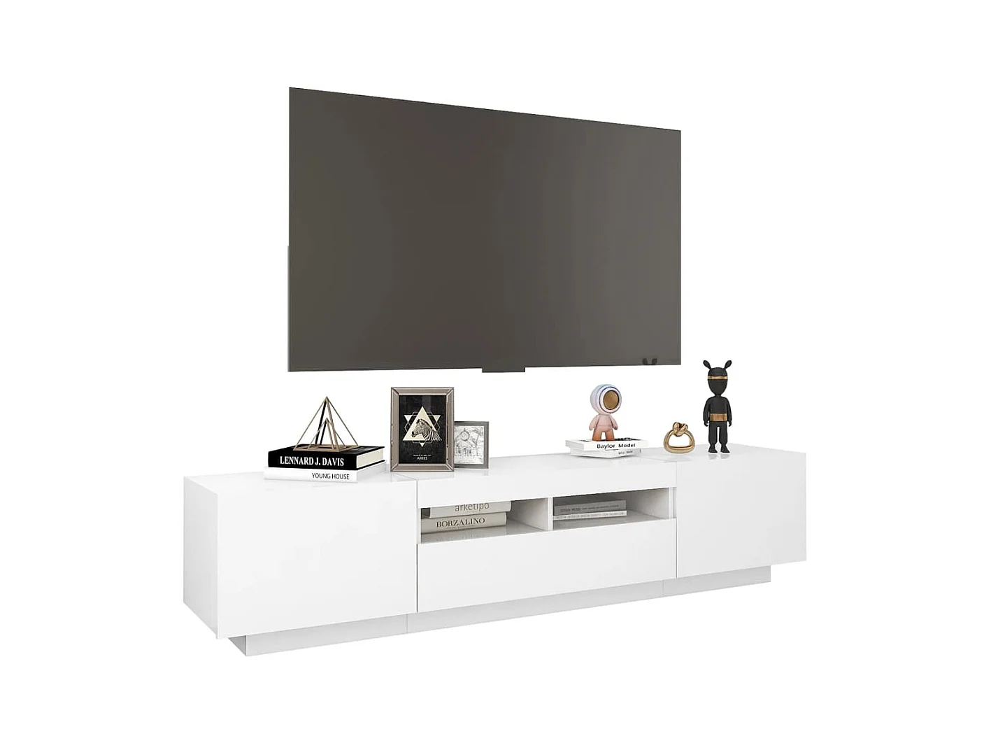 Meuble TV avec lumières LED Blanc 180x35x40 cm