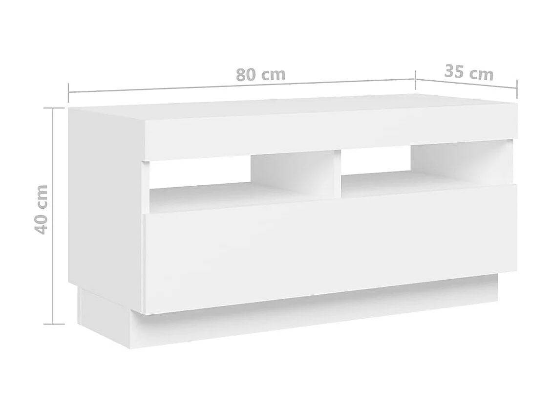 Mueble de TV con luces LED Blanco 180x35x40 cm