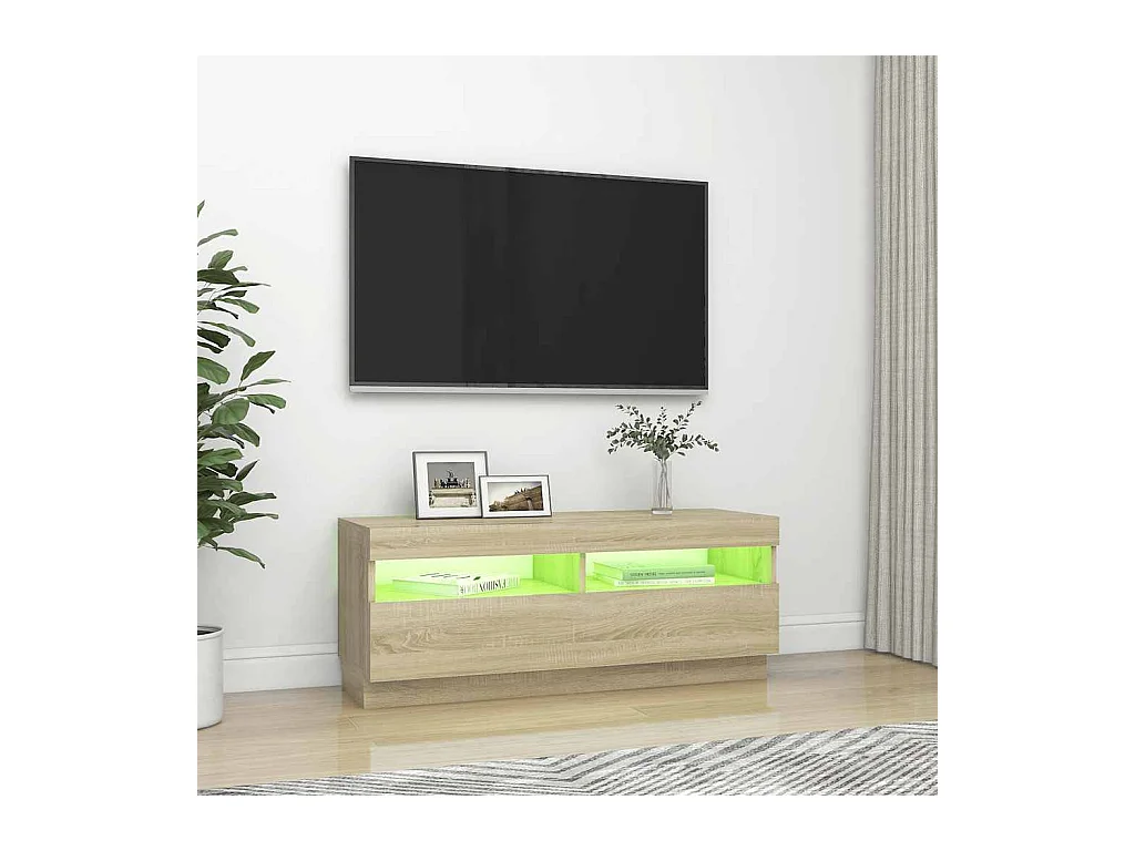 Meuble TV avec lumières LED chêne sonoma 100x35x40 cm
