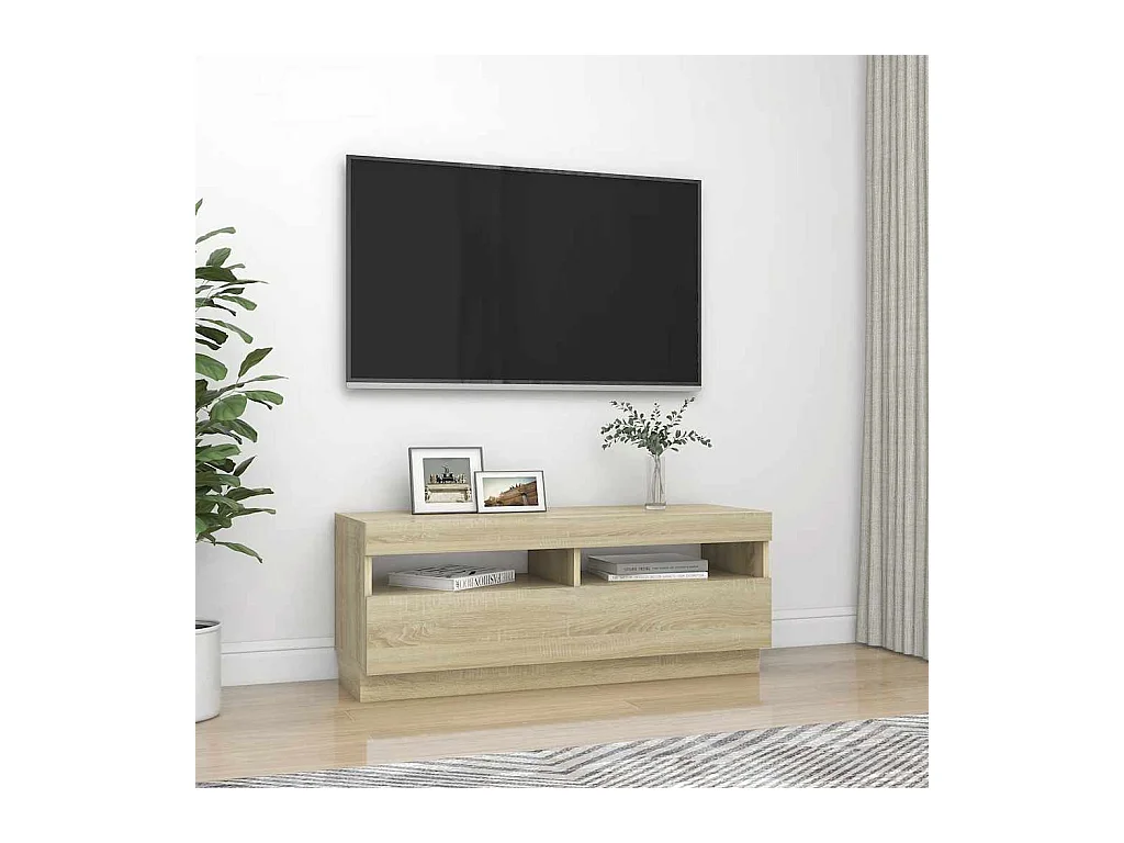 Meuble TV avec lumières LED chêne sonoma 100x35x40 cm
