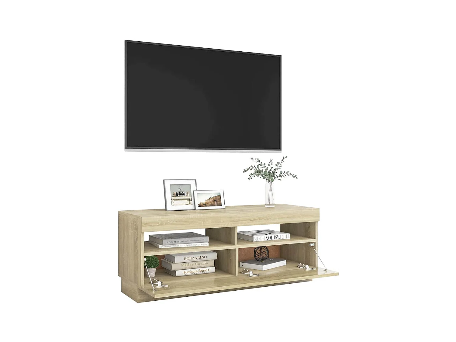Meuble TV avec lumières LED chêne sonoma 100x35x40 cm
