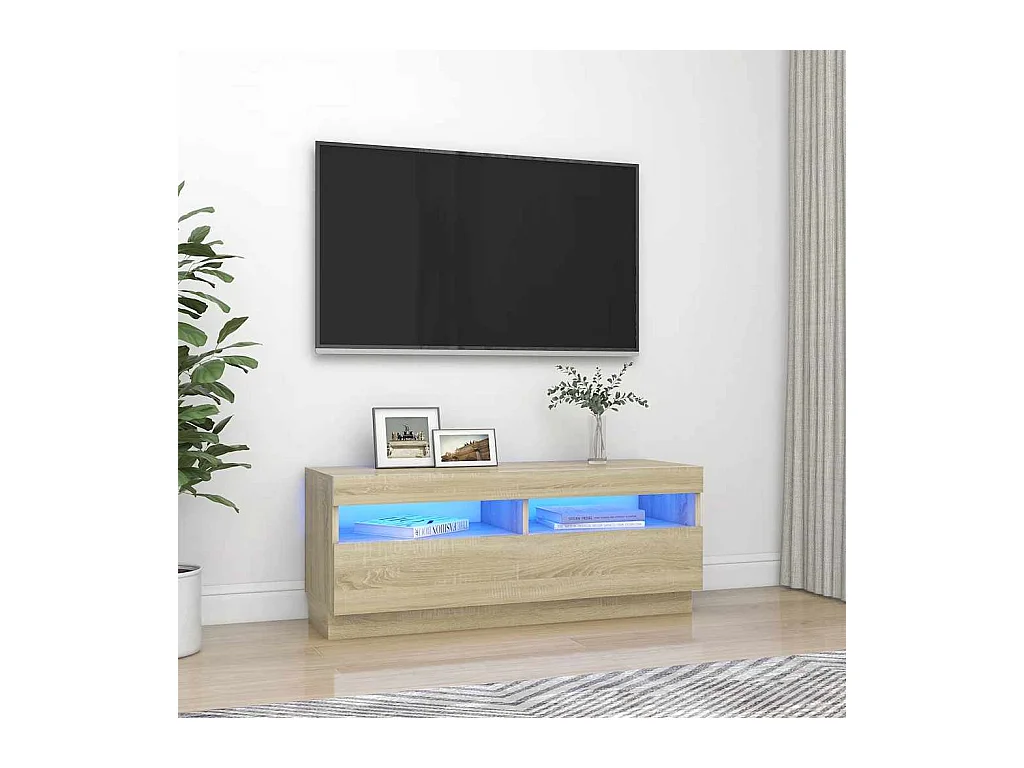 Mueble de TV con luces LED roble Sonoma 100x35x40 cm