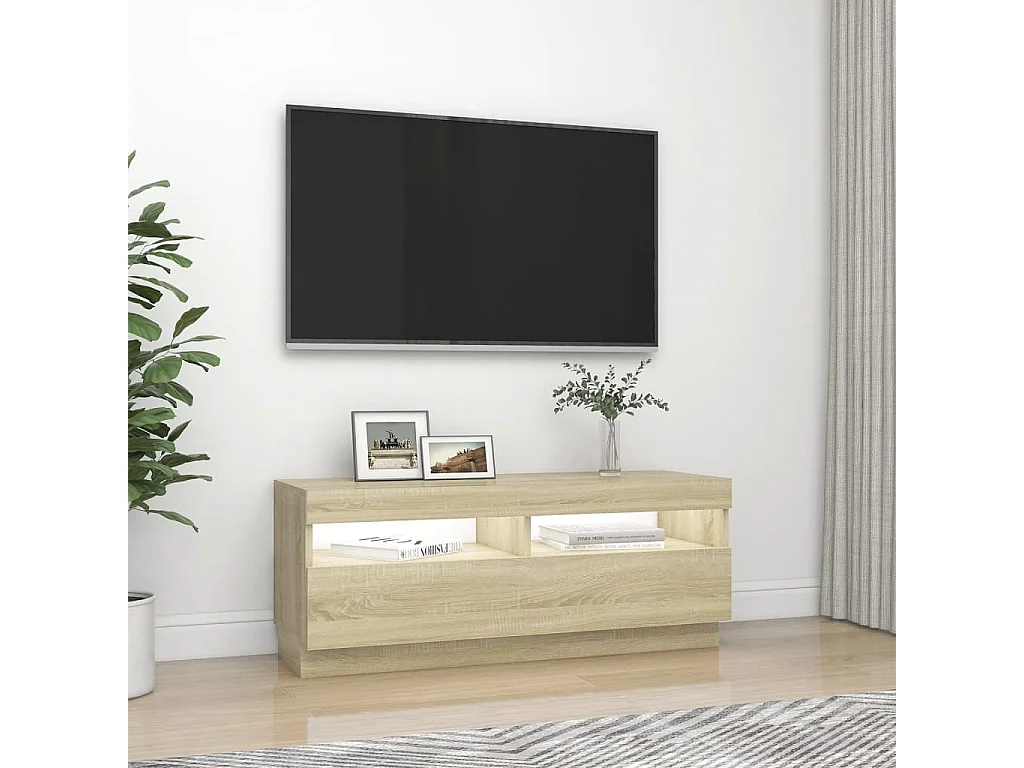 Mueble de TV con luces LED roble Sonoma 100x35x40 cm