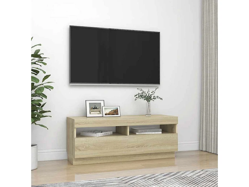Mueble de TV con luces LED roble Sonoma 100x35x40 cm