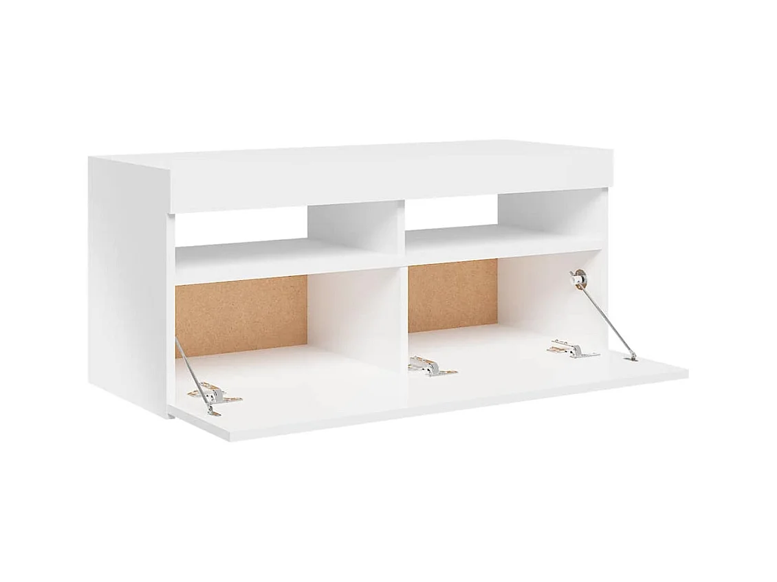 Meuble TV avec lumières LED blanc brillant 90x35x40 cm