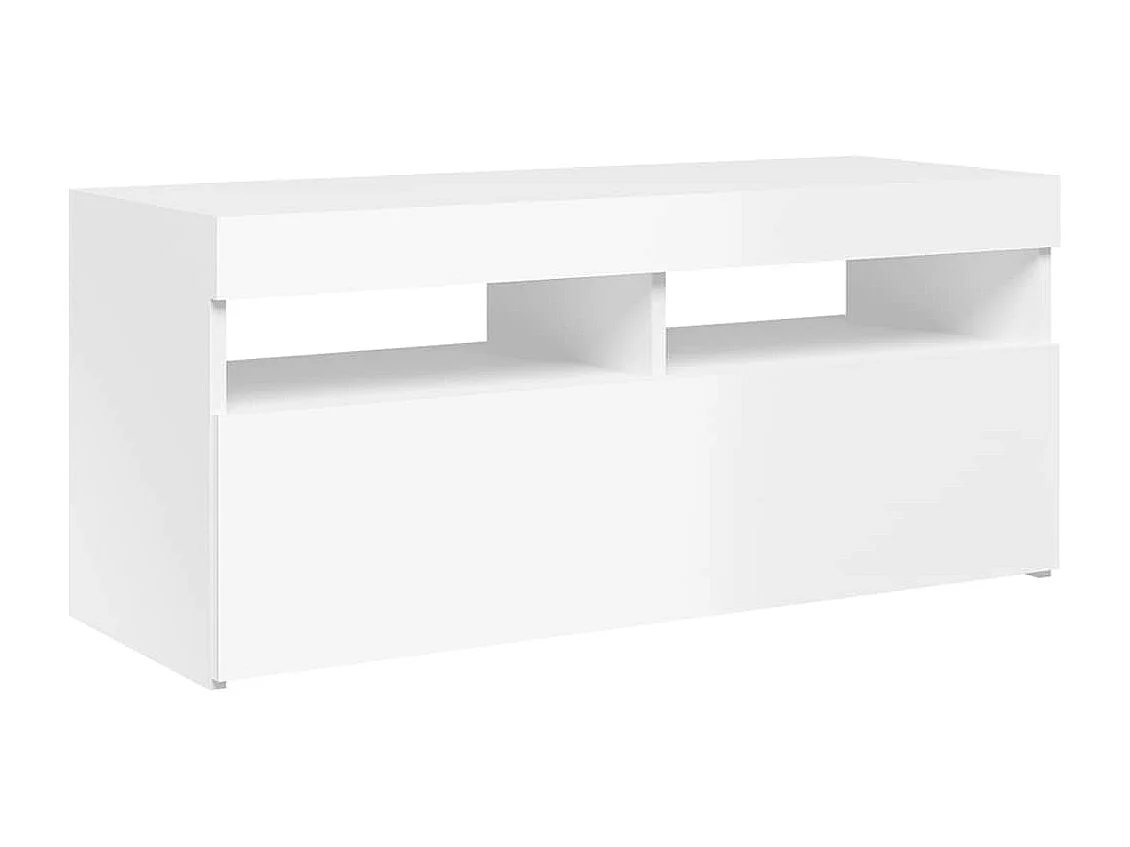 Meuble TV avec lumières LED blanc brillant 90x35x40 cm