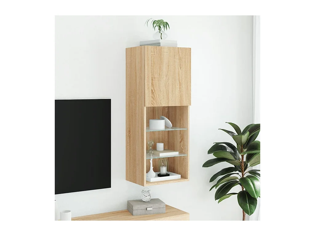 Meuble TV avec lumières LED chêne sonoma 40,5x30x102 cm