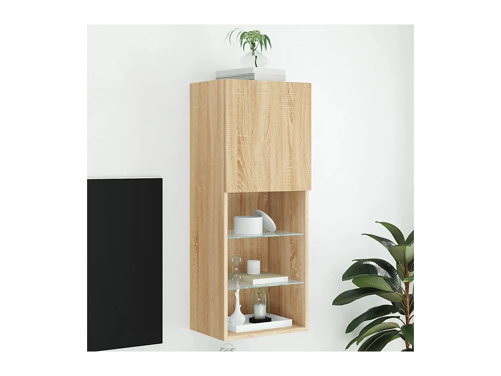 Mueble de TV con luces LED roble Sonoma 40,5x30x102 cm