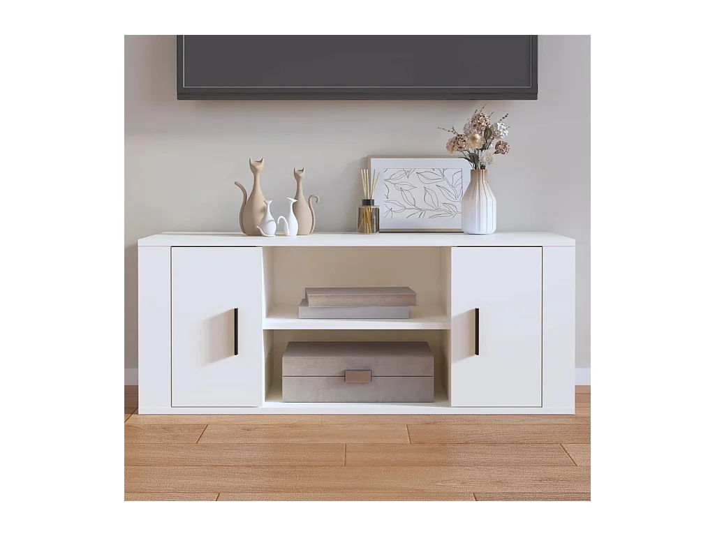 Meuble TV Blanc 100x35x40 cm Bois d'ingénierie