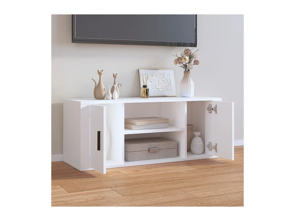 Meuble TV Blanc 100x35x40 cm Bois d'ingénierie